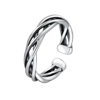 

925 Sterling Silver Vintage Design Weave Rings For Women Wedding Birthday Fashion Jewelry jz467