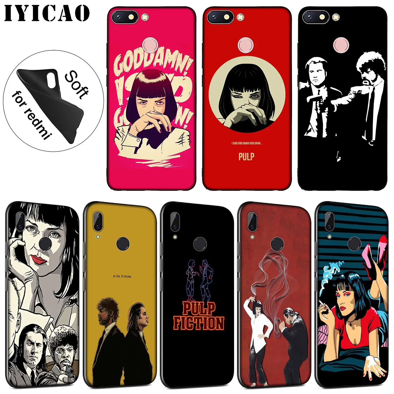 IYICAO Pulp Fiction Movie Poster Leading Soft Silicone Case for Xiaomi Redmi K30 K20 8A 7A 6A 5A S2 GO Note 8 8T 7 5 6 Pro |