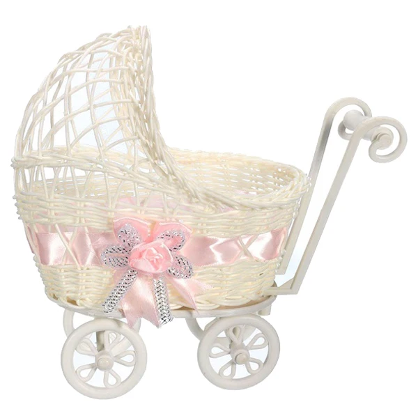 Горячая Мода плетеная корзина для коляски ваза для цветов органайзер для хранения детский душ вечерние подарки - Цвет: Pink