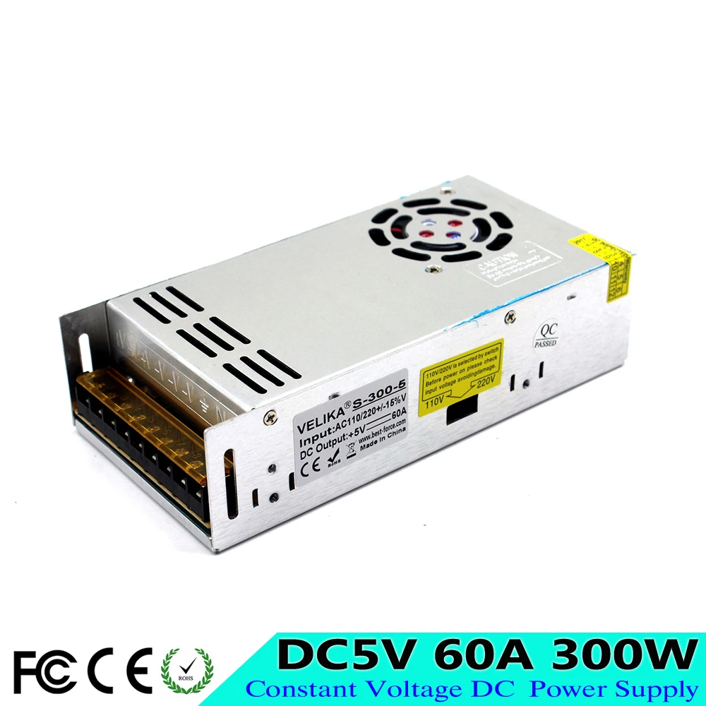 

Small Size DC5V Power Supply Switch Transformer 110V 220V AC DC 5V 60A 300W Power Source For LED Strip display Screen Lighting