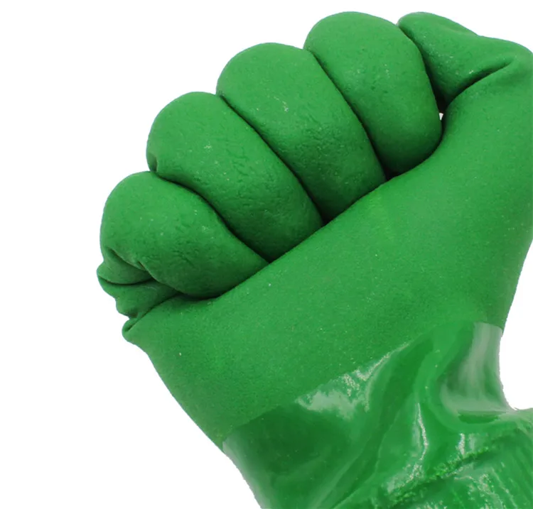 Free shipping High quality color green go fishing gloves chemical /corrosion resistant PVC safety working protecting gloves