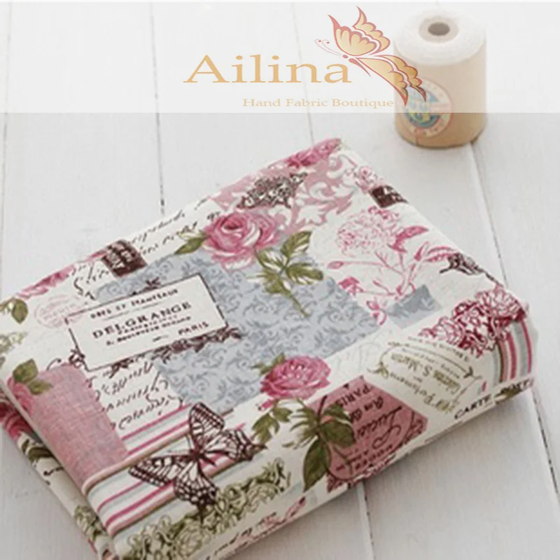 lowest price * Retro Butterfly Rose Linen fabrics Tablecloths cloth cushion pillow linen fabric 145*100cm | Дом и сад
