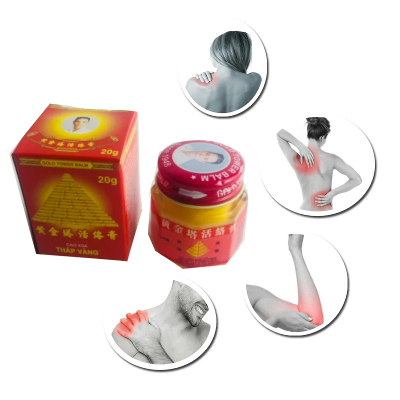 

Original Vietnam Gold Tower Balm Ointment Thailand Painkiller Muscle Relieving Arthritis Joint Pain Body Pain White Tiger Balm