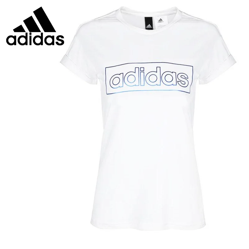 Новое поступление Adidas фольги линейный TEE Для женщин футболки с коротким рукавом спортивная