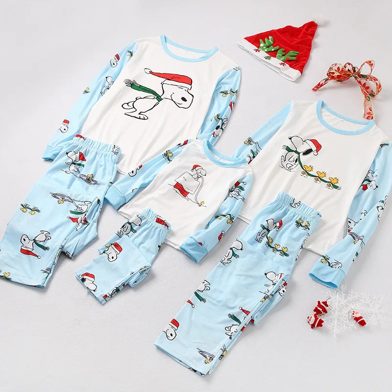 Новинка года, Рождественская одежда черно-белый топ с длинными рукавами и принтом медведя+ штаны комплект одинаковых рождественских пижам для всей семьи, C0471