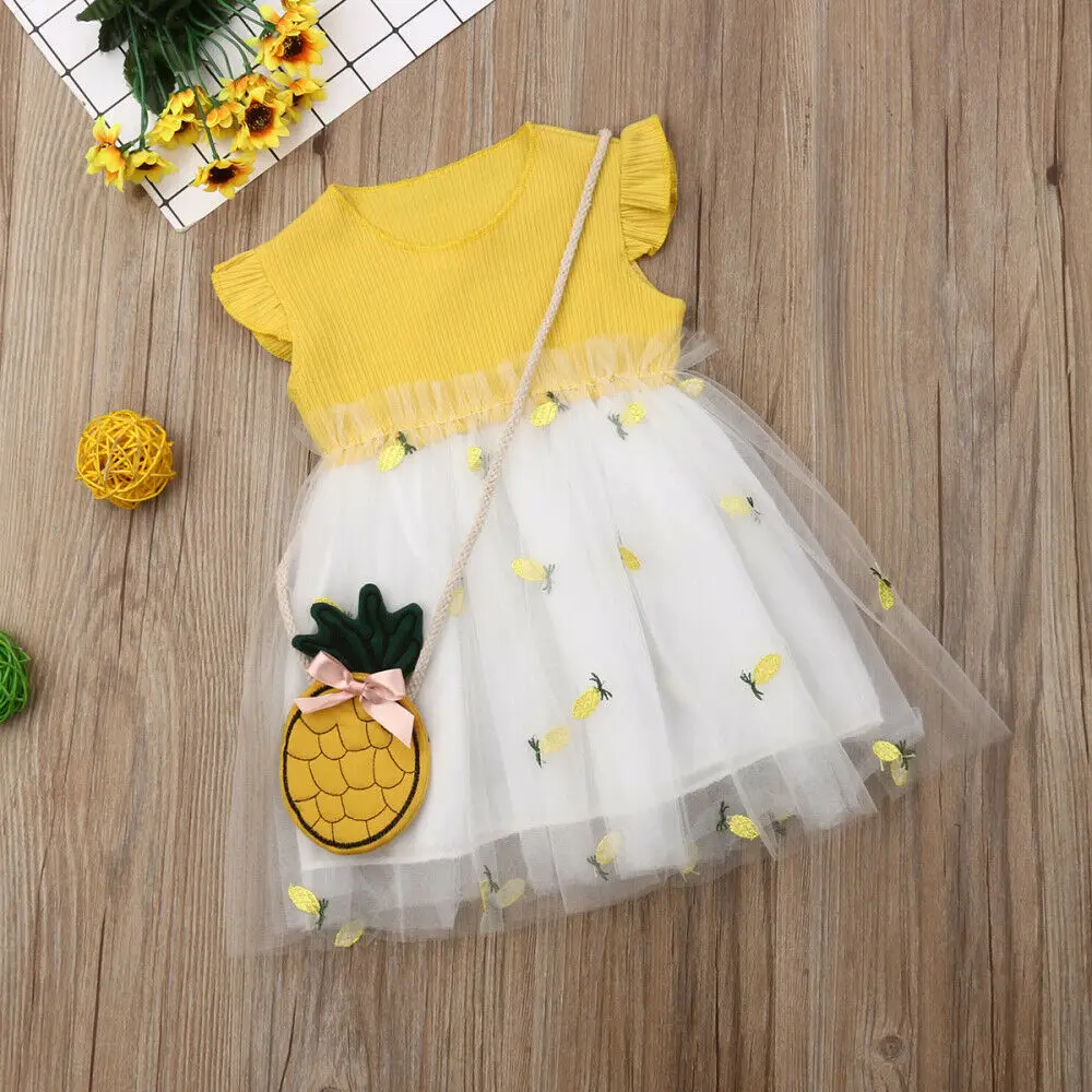 Платье пачка с ананасом Emmababy платье из тюля для маленьких девочек лето 2019|Платья|