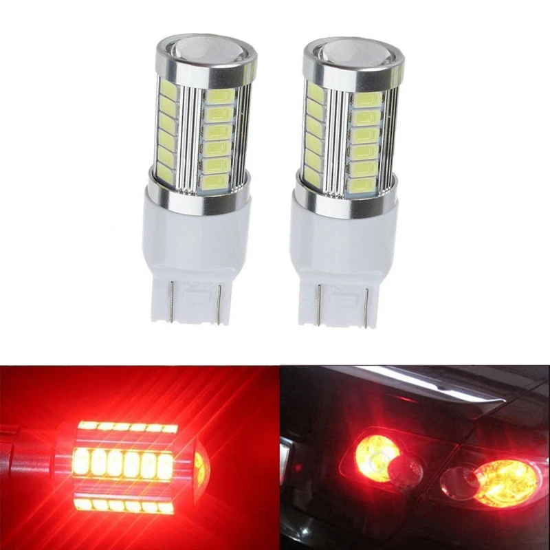 2pcs/set T20 7443 5630 33LED Car Brake Reverse Backup Light Lamp Bulb Red