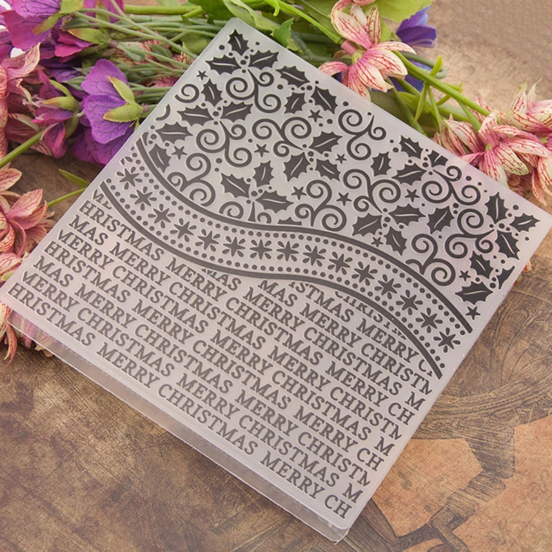 

1pc merry Christmas Embossing folders Plastic Embossing Folder For Scrapbooking DIY Photo Album Card