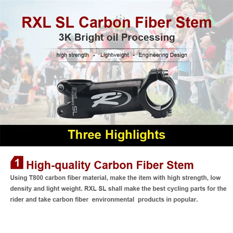 RXL SL  Bicycle Stem MTBRoad Bicycle Stems Carbon Stem Aluminum Alloy Package Carbon Stem Carbon Road 6 Degree 3K Gloss (6)_