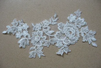 

20 pcs/lot Ivory Off White Embroidered Polyester Lace Applique Sewing Patch for Bridal Dress
