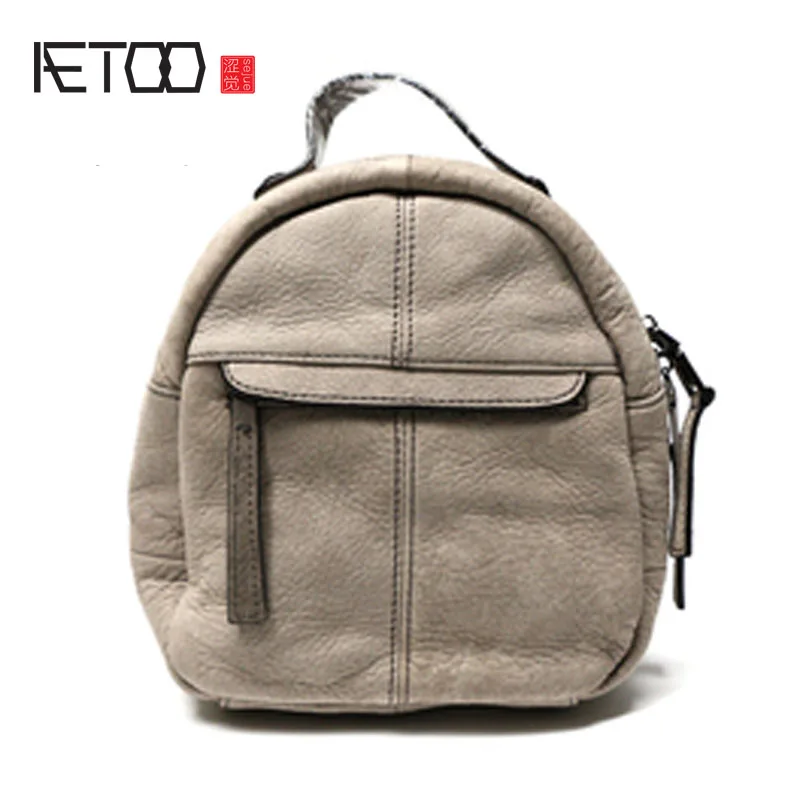 AETOO New fashion leather shoulder bag leather backpack simple mini female bag