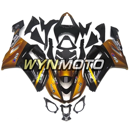 В комплекте из АБС-пластика инъекции Обтекатели для Кавасаки ZX-6R ZX6R 636 2007 2008 мотоцикл золотые черные наборы для гостинцев кузов