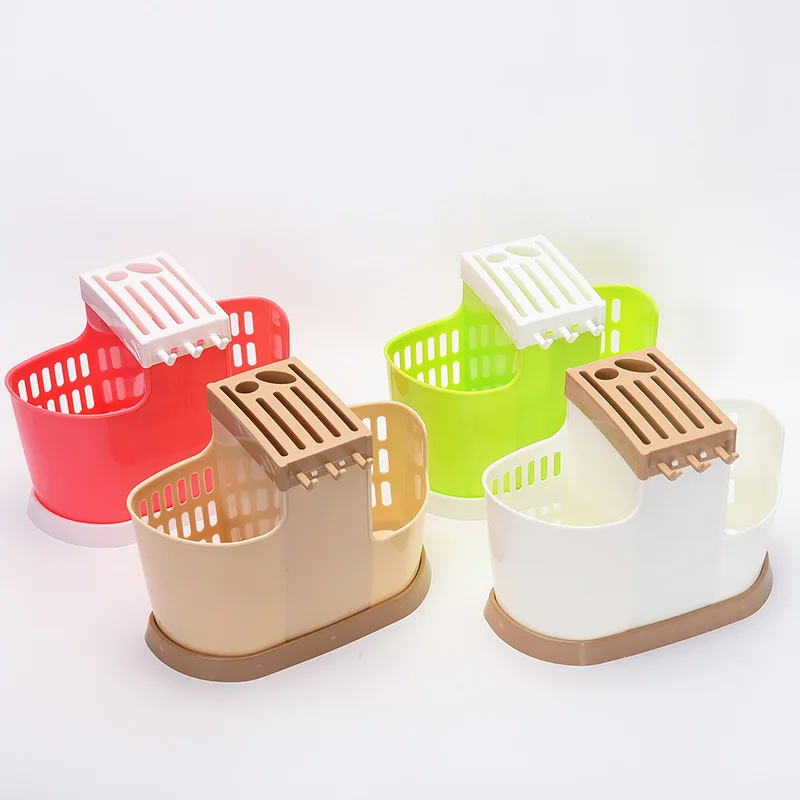 

Newcomdigi Kitchen Draining Tray Dish Drainer Drying Rack Colanders Basket Chopsticks Sponge Fork Holder Dish Rack Spoon Rests
