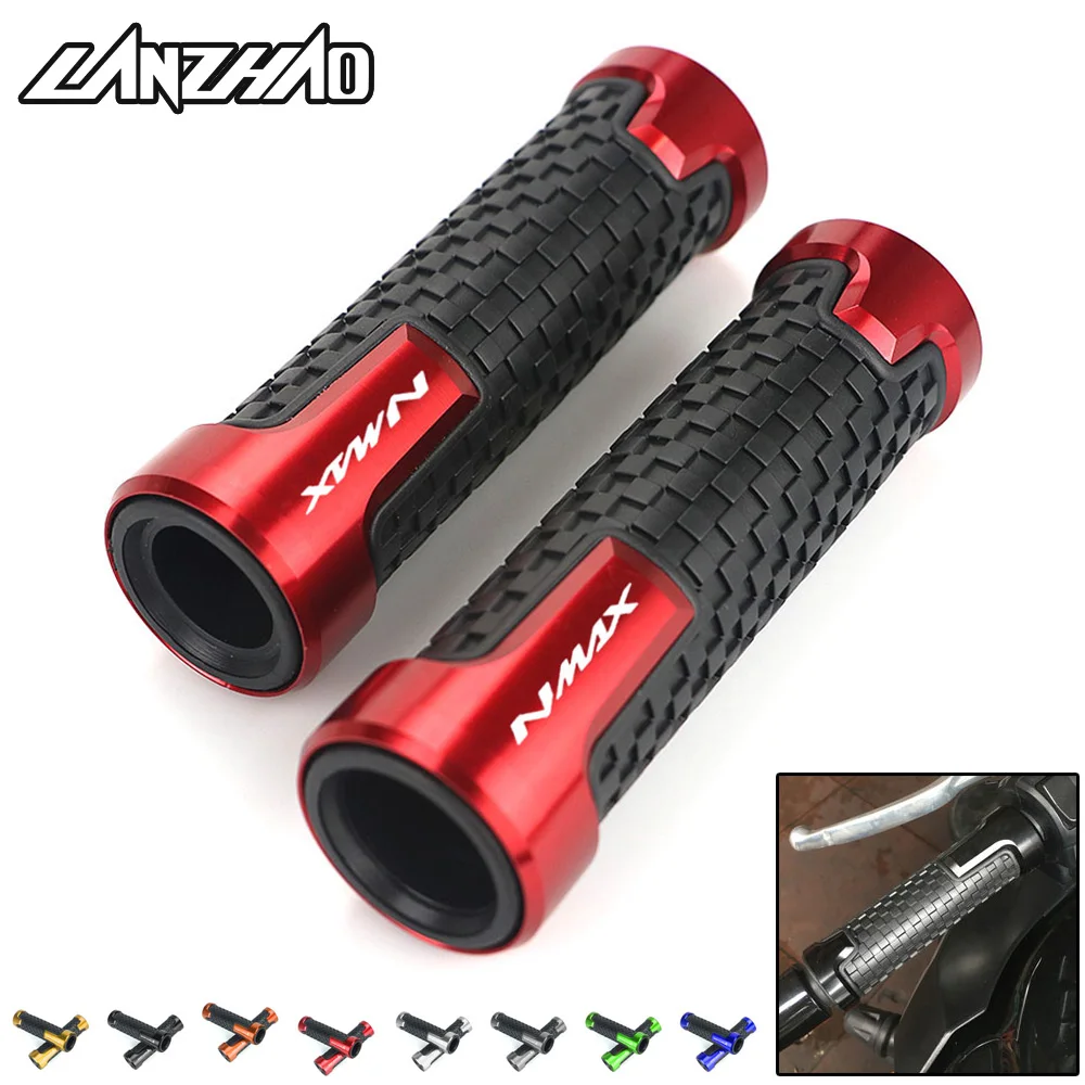 

Motorcycle 7/8" 22mm Hand Grips CNC Aluminum Rubber Gel Grip Motorbike Accessories for YAMAHA NMAX155 2017 2018 Red Green Black