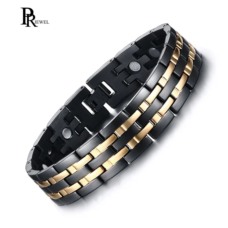 

8.6" Bio Energy Bracelets for Men Magnetic Healing Stainless Steel Black Chain free Box dropshipping