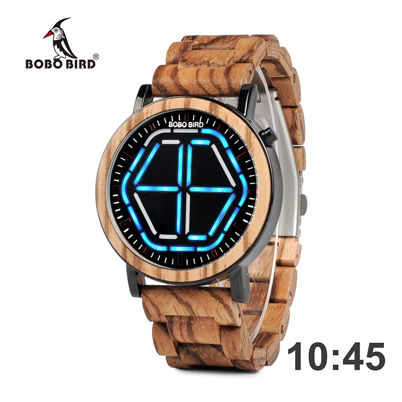 بوبو الطيور LED عرض ووتش الرجال relogio masculino للرؤية الليلية الرقمية رجل الساعات reloj هومبر V-P13