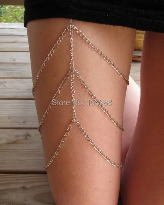 

FREE SHIPPING STYLE L53 SIMPLE TWO LAYERS CHAINS LEG CHAINS JEWELRY GOLD OR SILVER OR GRAY CHAINS BODY JEWELRY