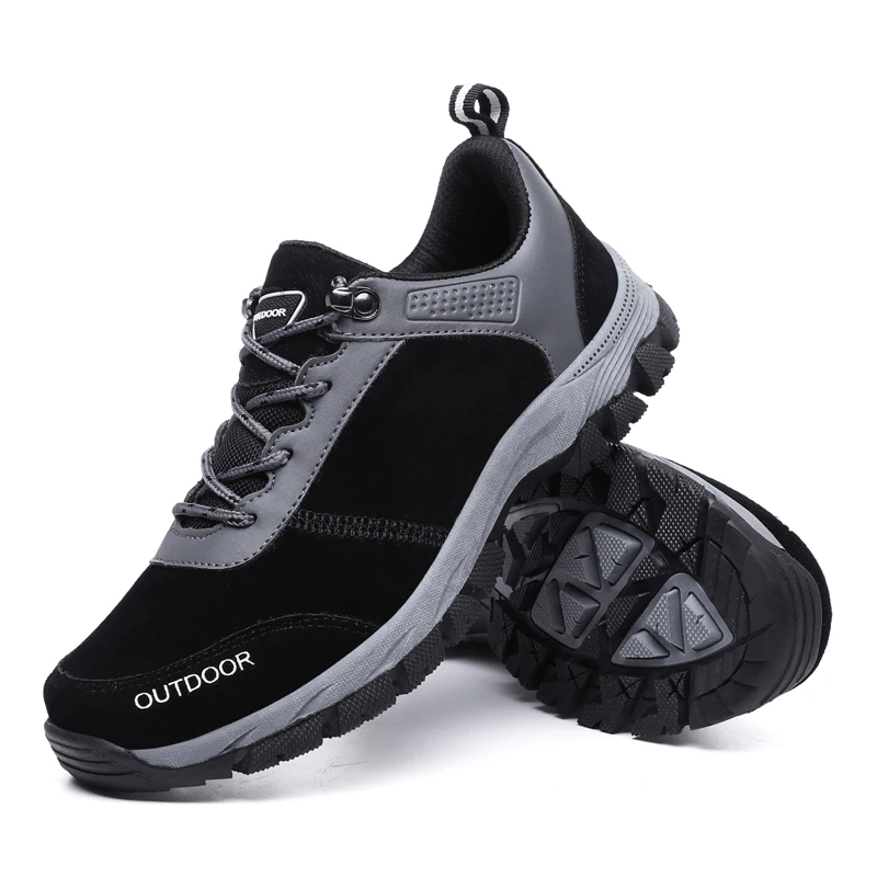 Походная обувь зимняя уличная противоскользящая походная охотничья обувь для горного спорта водонепроницаемая противоскользящая Мужская альпинистская обувь большой размер 49 - Цвет: Черный
