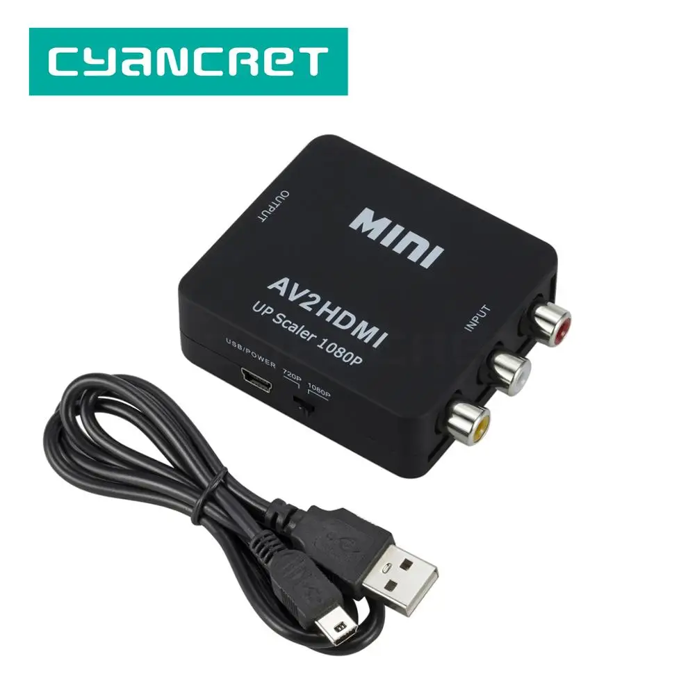 Mini Converter HD AV to HDMI CVBS to HDMI Audio and Video RCA to HDMI Adapter Converter for Monitor TV PS3 PS4 DVD Projector