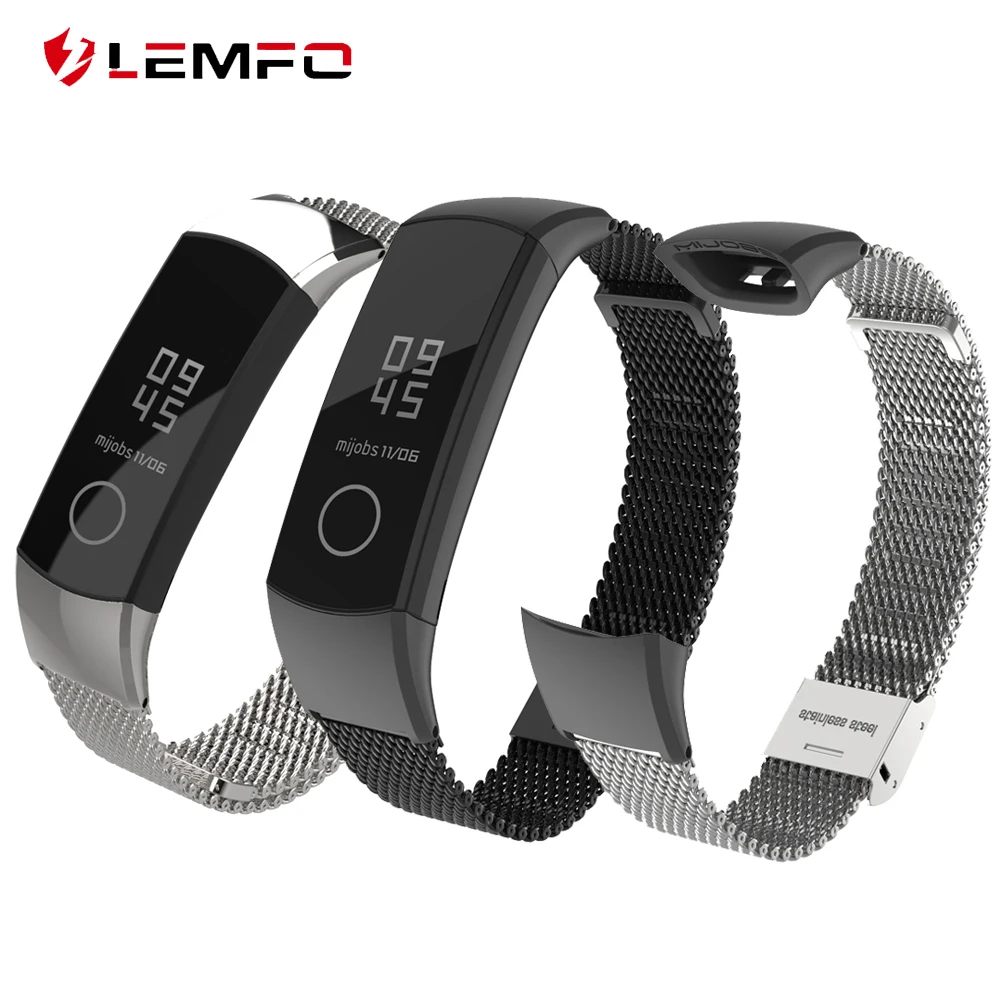 LEMFO Миланский металлический ремешок для huawei Honor Band 4 часов браслет из нержавеющей