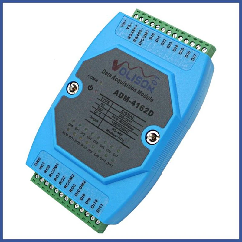 

ADM-4162D switch quantity acquisition 12DI 4DO relay output control module RS485