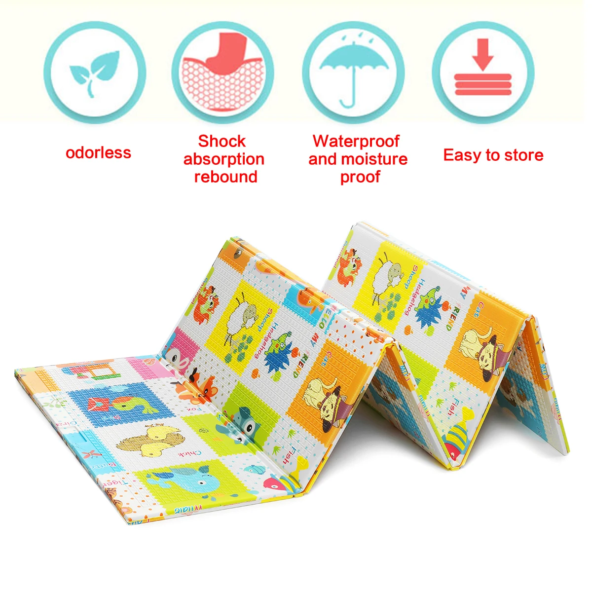 

LBLA Children Baby Kid Animals Pattern Foldable Double Floor Play Mat Crawling Mat PE 180x200x1cm