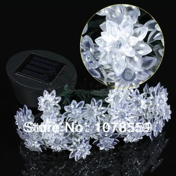 

Solar Power 30 LED lotus Shape Outdoor Garden Yard Snowflake Pompons String Light Xmas Party Lamp free shpping