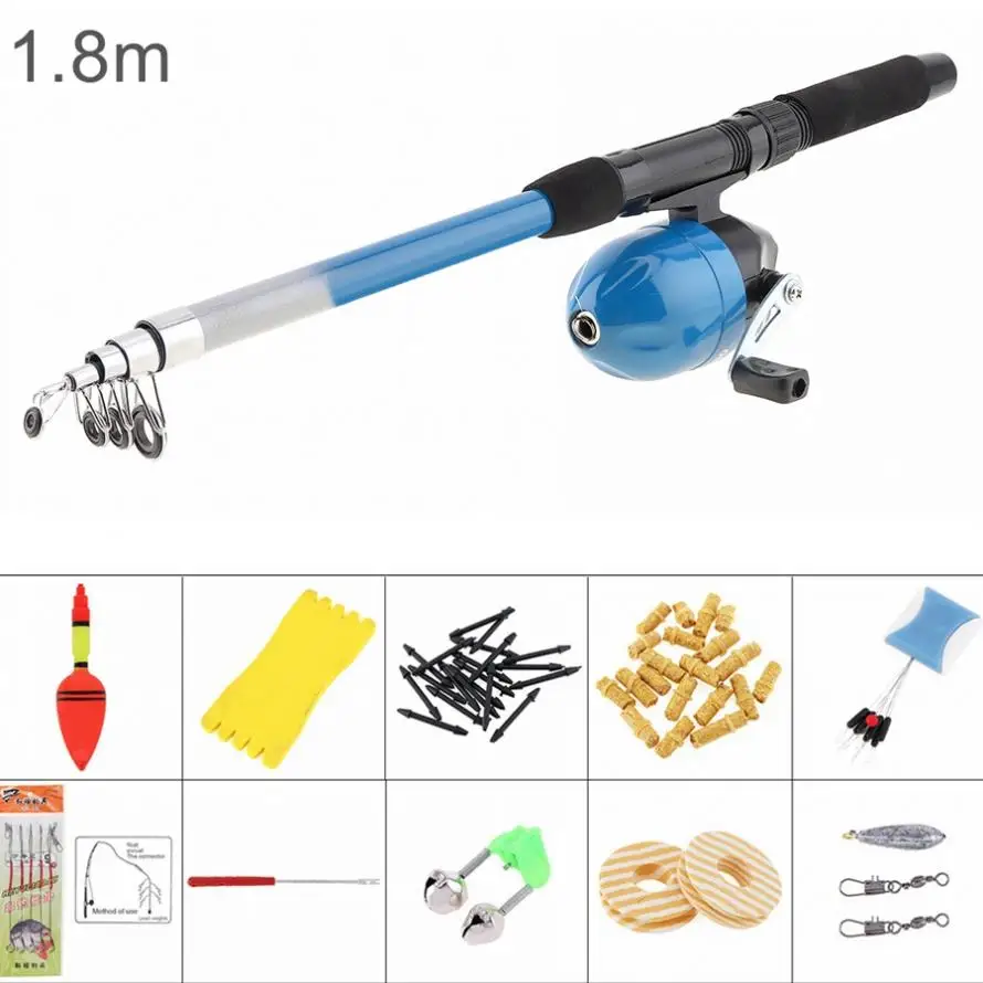 1.8 m تلسكوبي الصيد رود بكرة الخط كومبو طقم كامل مع الكارب الصيد السحر لينة الطعم تعويم هوك قطب الرصاص الوزن أداة مجموعة
