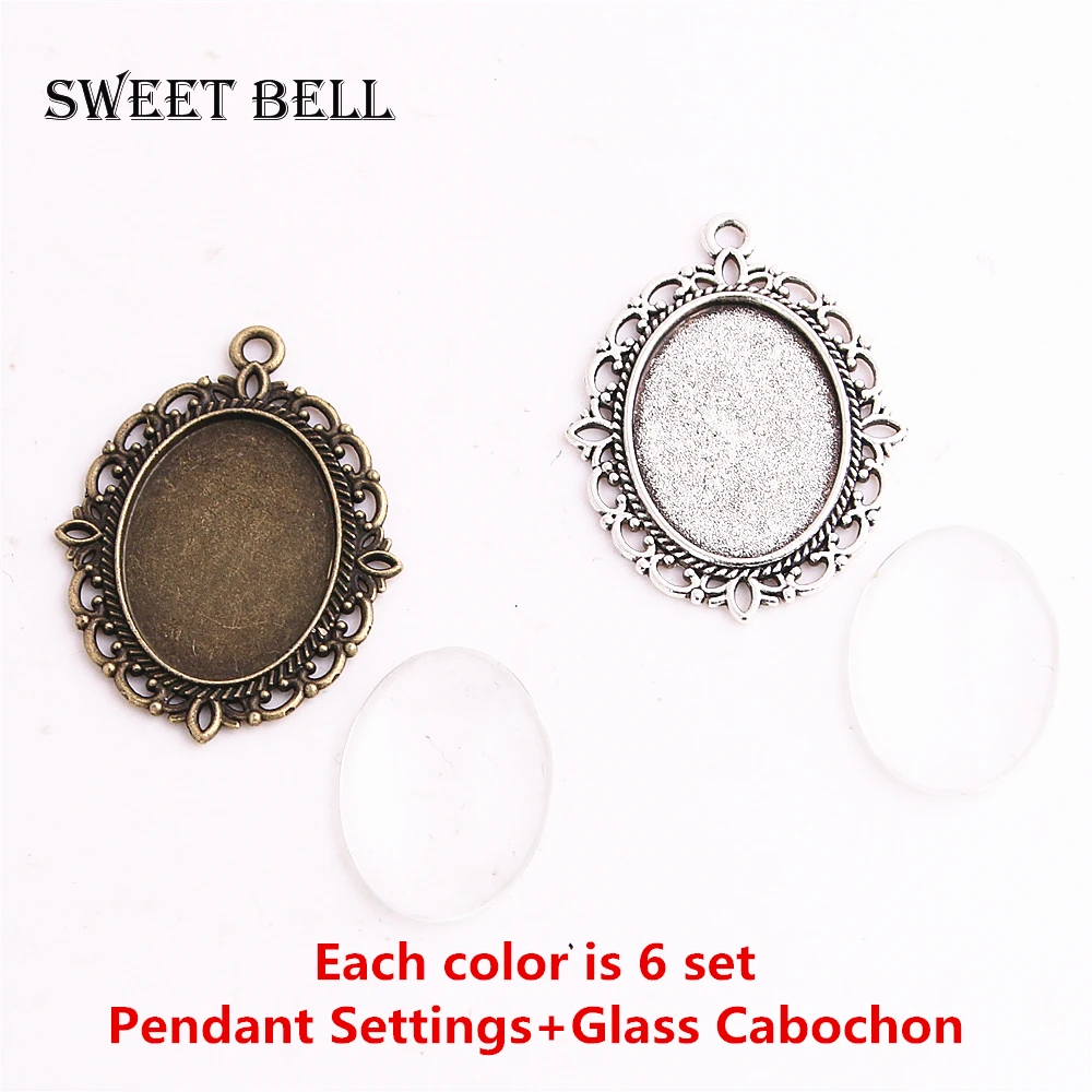 20 Qty 18x25mm Oval Pendant Trays Antique Silver Color Cameo Craft 18 x 25