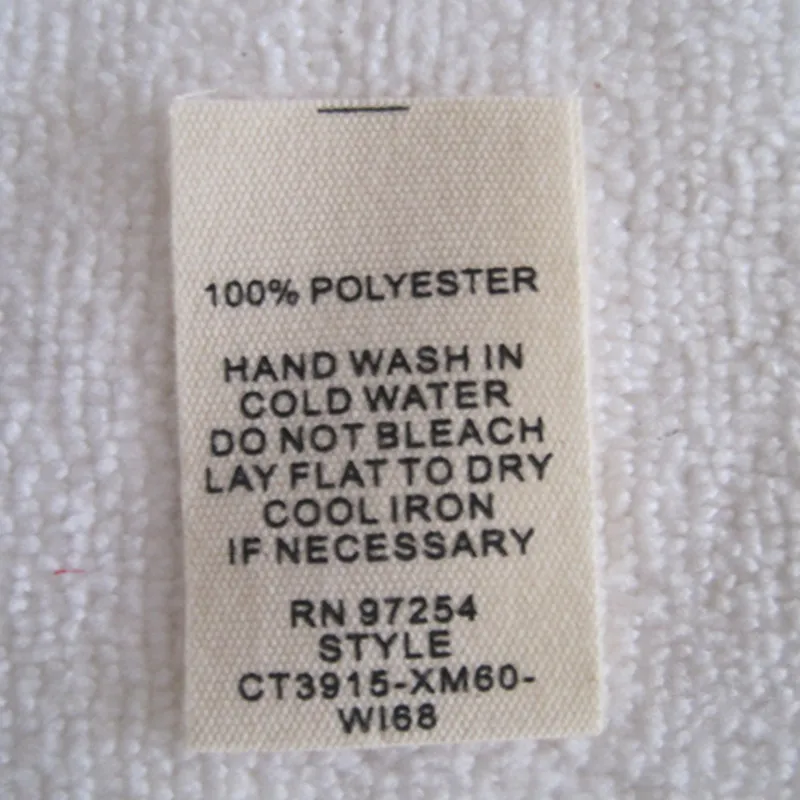 100 cotton care label