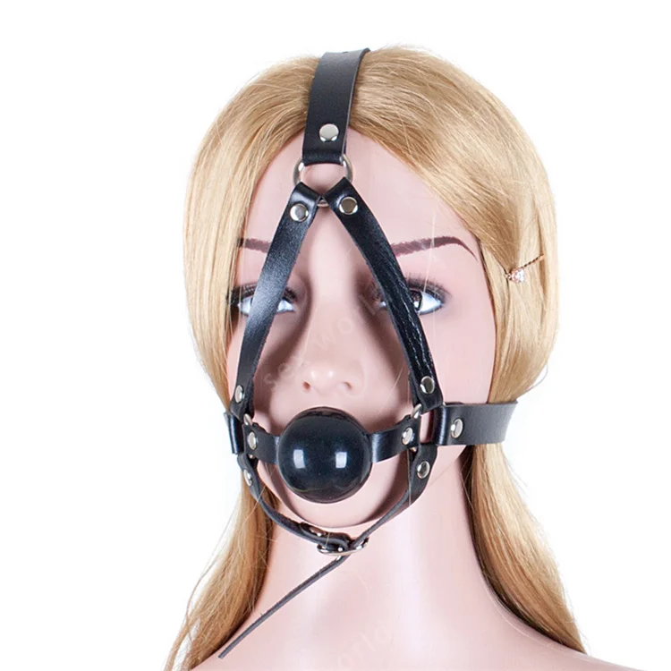 Mouth Gag Diameter 4.8 cm Silicone Ball Mouth Gag& PU Leather Head