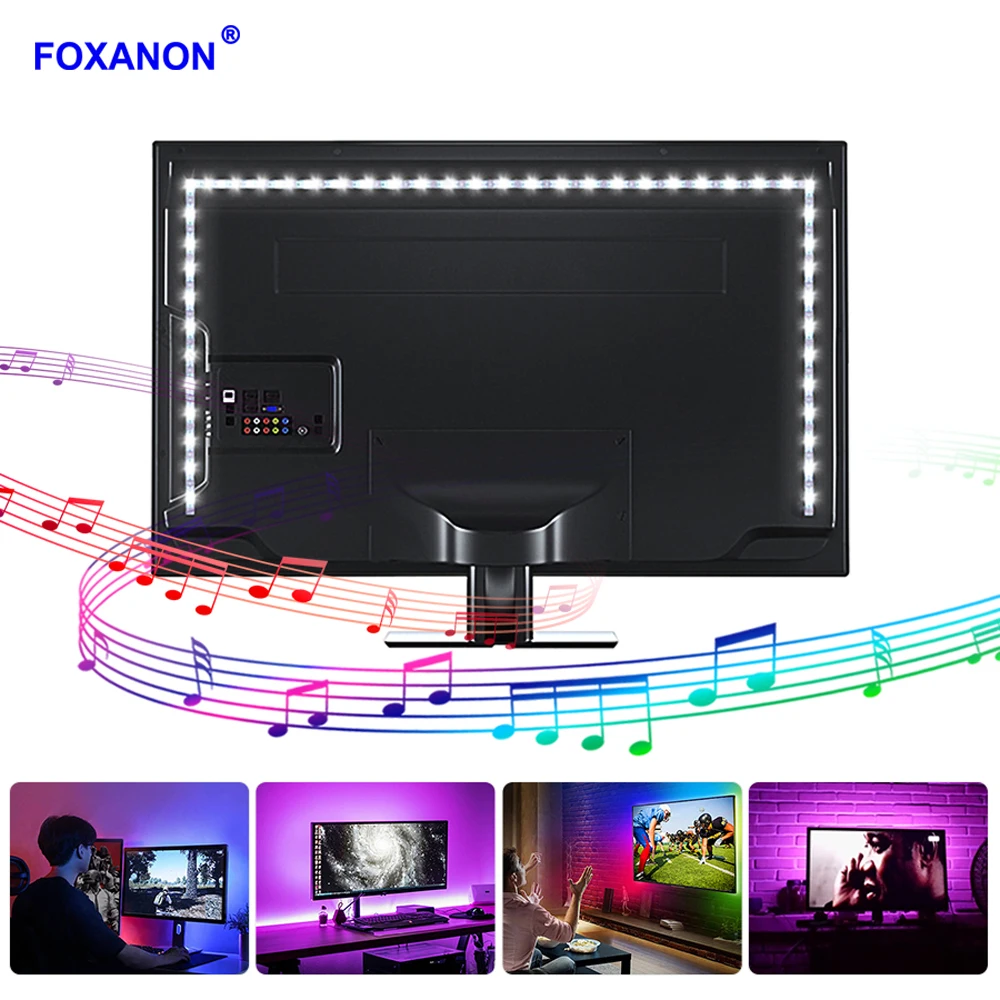 5V USB Светодиодные ленты светильник 5050 2835 цветная (RGB) Светодиодная лента Диодная