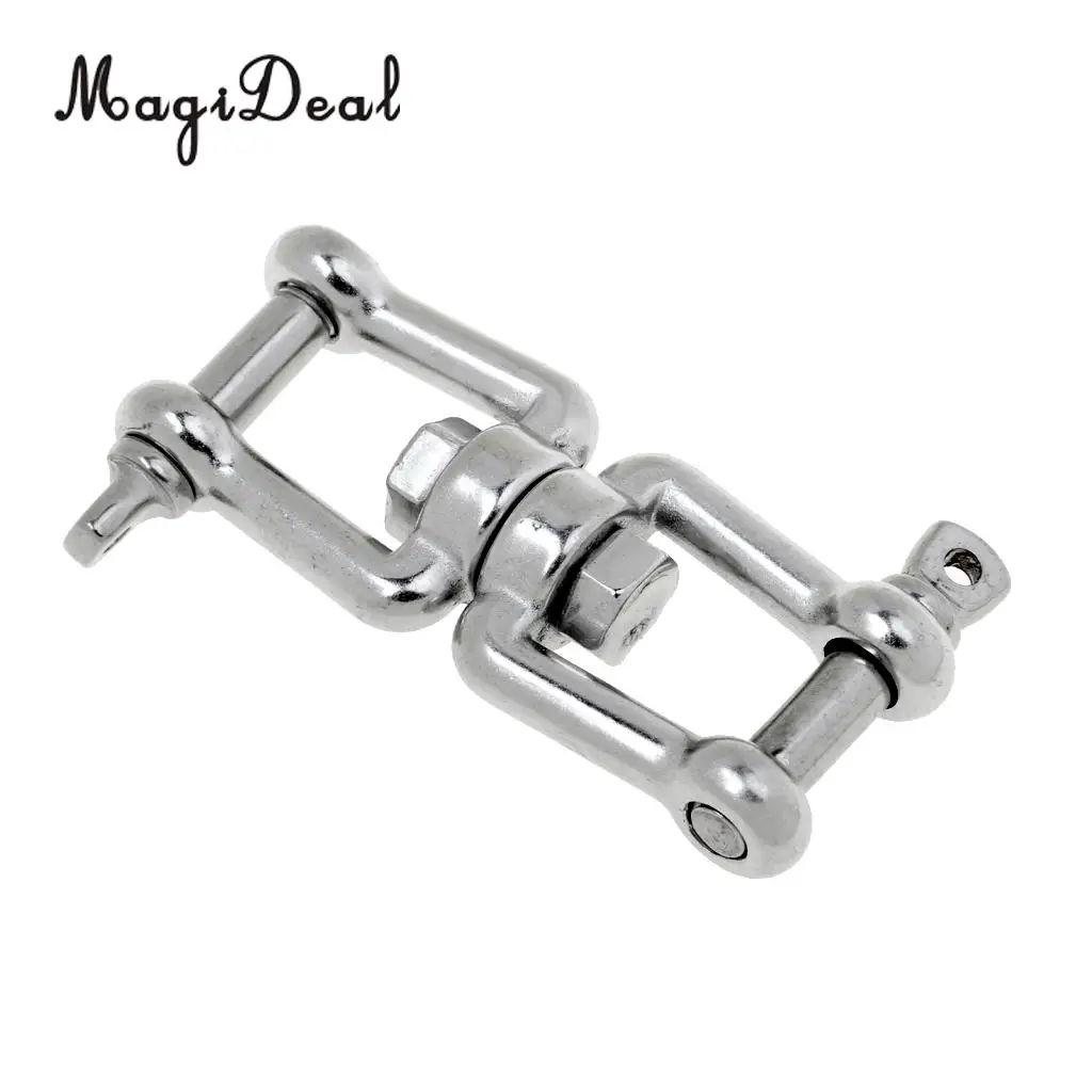 MagiDeal Marine 304 Stainless Steel Polished Anchor Chain Connector Swivel Jaw Double Shackle- M4, M5, M6, M8, M10, M12