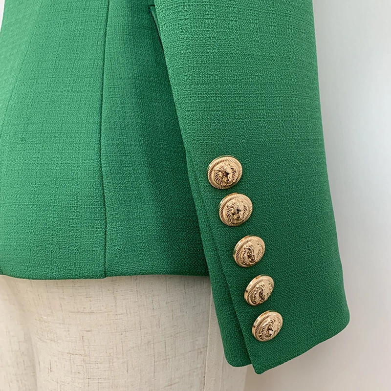 Высокое качество, новая мода, подиумный дизайнерский пиджак, женский двубортный тканый пиджак на кнопках со львом