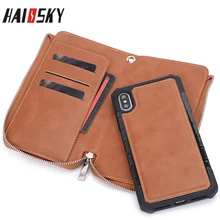 

HAISSKY Luxury Waist Wallet Bag Case For iPhone X XR XS Max 2 In 1 Multifunction Zipper Pouch For iPhone 7 8 6s Plus Phone Case