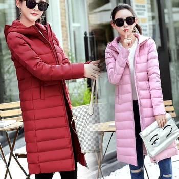 

QIMAGE 2017 New Women Arrival Casual Warm Long Sleeve Ladies Basic Coat jacket women parkas cotton Women Winter Jacket