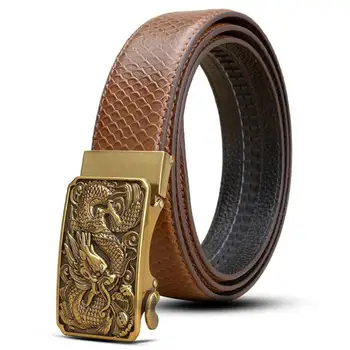 

Men's Leather Belts Belts for Men Genuine Leather Ratchet Belt Automatic Buckle Width:35mm Men Automatic Buckle Belt