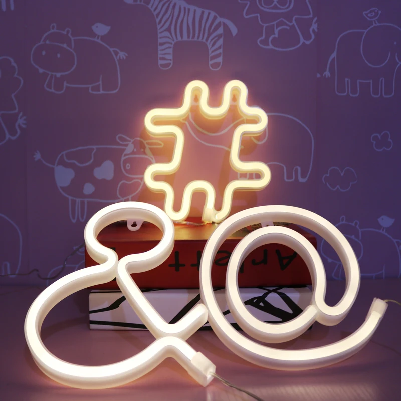 

DELICORE Neon Letter # & @ Shaped Symbol LED Marquee Night Light Sign Alphabet Light Indoor Wall Wedding Holiday Decoration