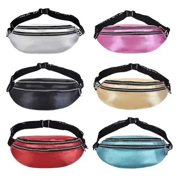 

Pure Color Litchi Pattern Sports Unisex Leather Waist Fanny Pack Chest Bags