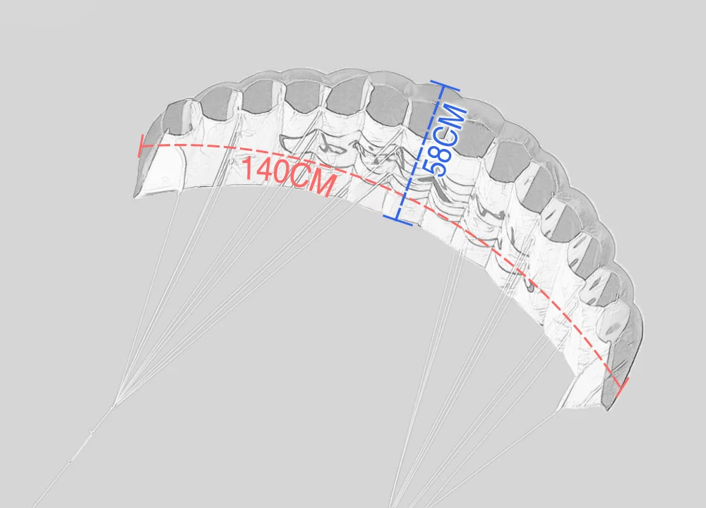 Спорт на открытом воздухе двойной линии трюк воздушный змей-параплан 1,4 м Мощность мягкой кайт с ручкой 30 м линии пляжный змей для