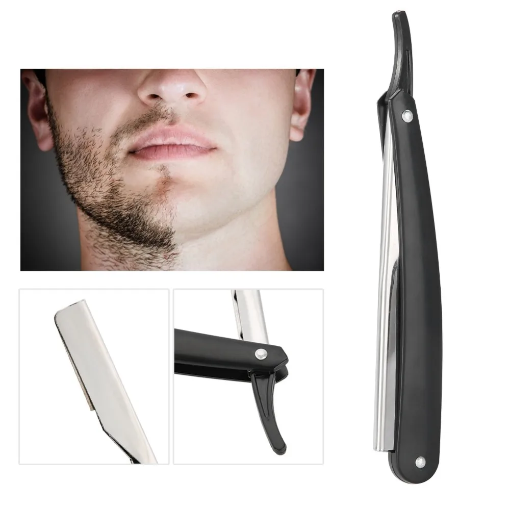 

Barber Razor Straight Edge Hair Clipper Salon Folding Blade Razor with Blade Black Shaving Razor Tools Haircut