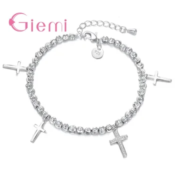 

High Quality Authentic 925 Sterling Silver Smooth Cross Bangle & Bracelet Luxury Jewelry for Women Bridal Bijoux