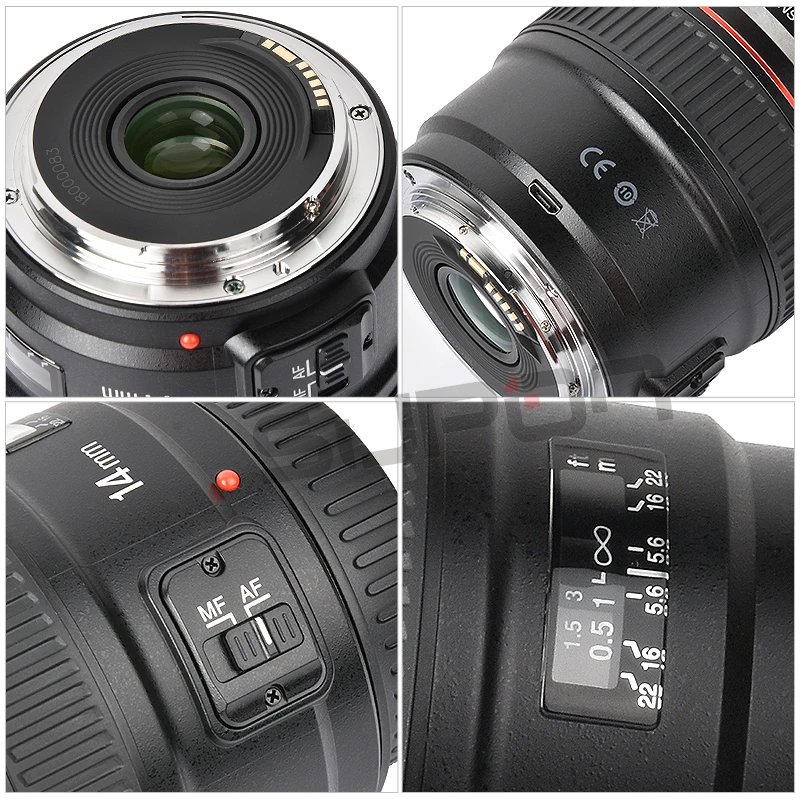 Новое поступление, YONGNUO YN14mm AF MF F2.8 ультра широкоугольный объектив камеры для Canon 60d 600d 1300d t5i 6d 550d 70d eos 1300d 7d