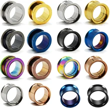 2 шт хирургическая сталь винт подходит ухо телесный туннель пробки анодированная внутренняя нить двойной расклешенные полые ухо расширитель прибор для калибровки ювелирных изделий