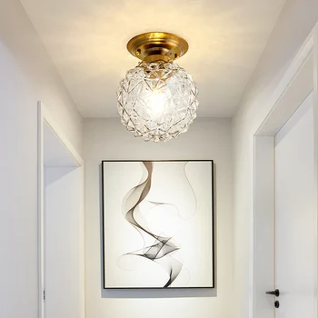 

Nordic crystal glass aisle lights corridor balcony lights simple glass door porch home decor small ceiling lamps mx4261035