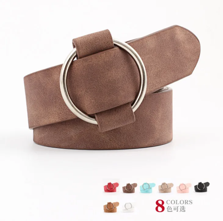 

100pcs Hot Sale High Quality Faux Leather Unique 8 Colors New Fashion Womens Designer Round Casual Ladies Belts