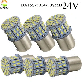 

YSY 50X Super Bright BA15S 1156 P21W 50SMD 3014 50 Led SMD Car Brake Light Turn Signals Rear Parking Reverse Lamps white 24V