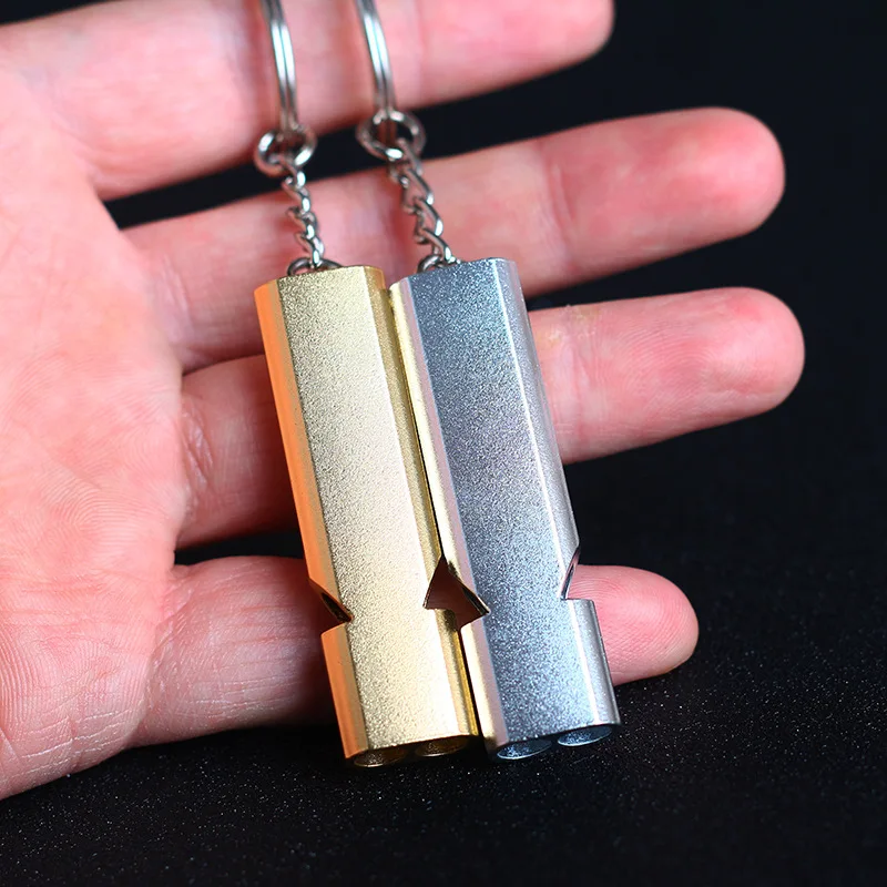 

Aluminum alloy double frequency survival whistle Double tube outdoor survival rescue whistle equipment EDC Multifunction Tool