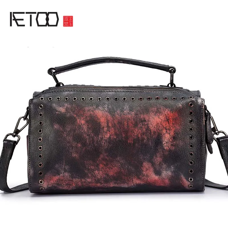 

AETOO 2018 new Original hand-rubbed retro portable ladies messenger bag new first layer of personality leather pillow bag