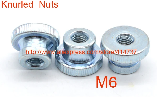 

20pcs/lot High Quality M6 Steel With Znic Step Knurled Hand Nuts